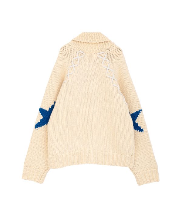 【kotohayokozawa】LACE-UP LOWGAGE COWICHAN SWEATER 詳細画像 2