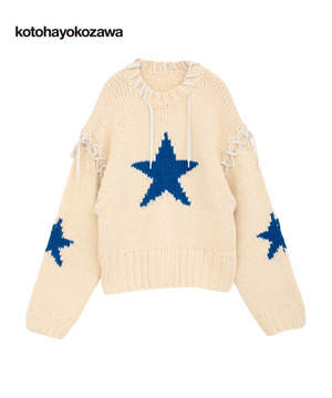 【kotohayokozawa】LACE-UP LOWGAGE KNIT PULLOVER