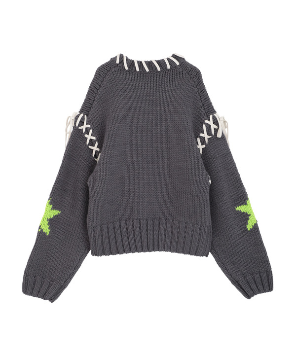 【kotohayokozawa】LACE-UP LOWGAGE KNIT PULLOVER 詳細画像 1