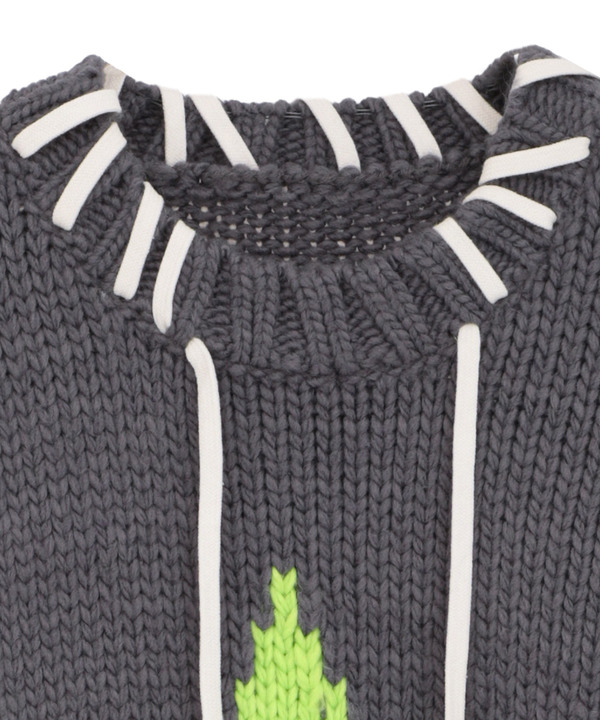 【kotohayokozawa】LACE-UP LOWGAGE KNIT PULLOVER 詳細画像 2