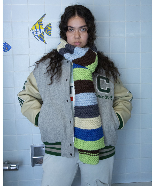 【kotohayokozawa】MULTI BORDER KNIT MUFFLER 詳細画像 1