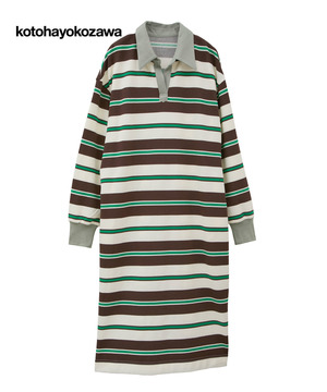 【kotohayokozawa】MULTI BORDER RUGGER DRESS