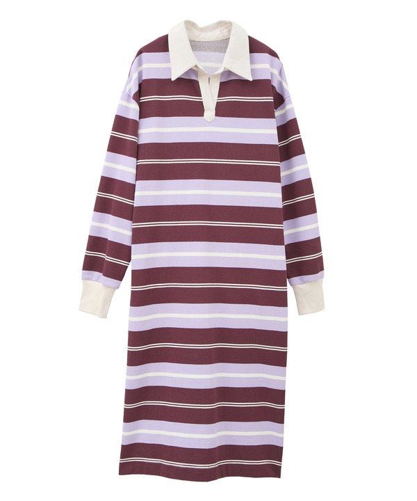 【kotohayokozawa】MULTI BORDER RUGGER DRESS 詳細画像 3