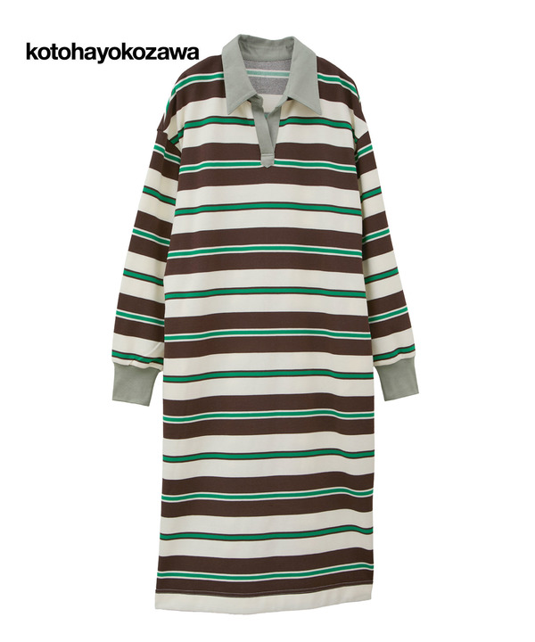 【kotohayokozawa】MULTI BORDER RUGGER DRESS 詳細画像 ホワイト 1