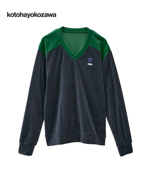 【kotohayokozawa】BI-COLOR VELOR PULLOVER