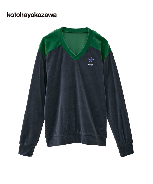 【kotohayokozawa】BI-COLOR VELOR PULLOVER 詳細画像 スミクロ 1