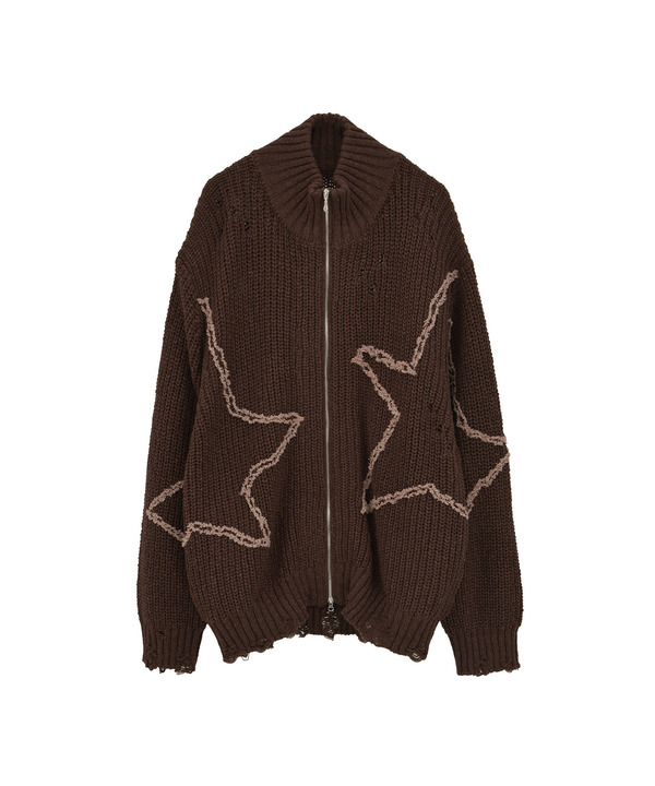 STAR★ EMBROIDERY ZIP-UP KNIT CARDIGAN 詳細画像 11