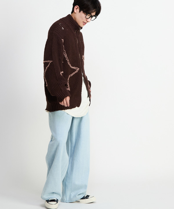STAR★ EMBROIDERY ZIP-UP KNIT CARDIGAN 詳細画像 7
