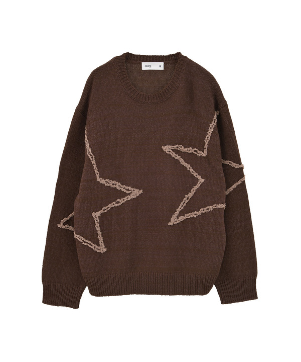 STAR★ EMBROIDERY KNIT PULLOVER 詳細画像 ブラウン 1