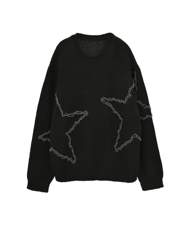 STAR★ EMBROIDERY KNIT PULLOVER 詳細画像 ブラック 1