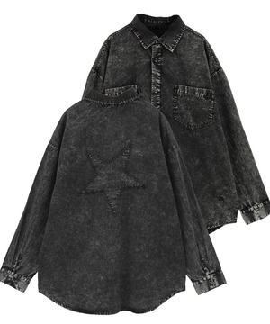 ACID WASH STAR★ PATCH SHIRT