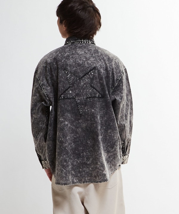 ACID WASH STAR★ PATCH SHIRT 詳細画像 1