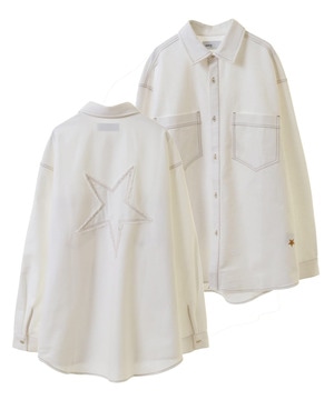 STAR★ PATCH OVERSIZED DENIM SHIRT