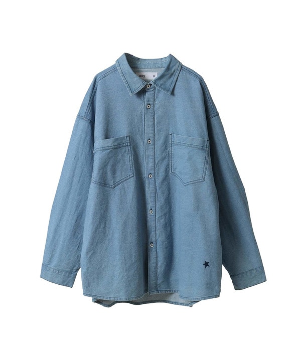 STAR★ PATCH OVERSIZED DENIM SHIRT 詳細画像 12