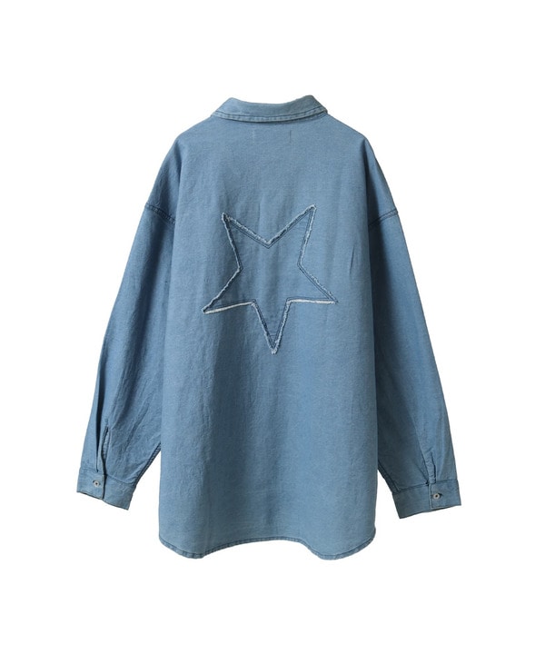 STAR★ PATCH OVERSIZED DENIM SHIRT 詳細画像 13