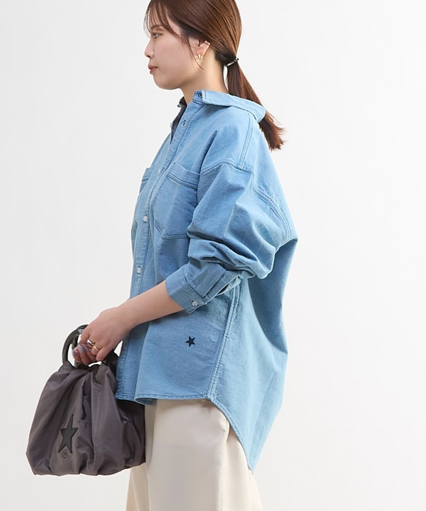 STAR★ PATCH OVERSIZED DENIM SHIRT 詳細画像 2