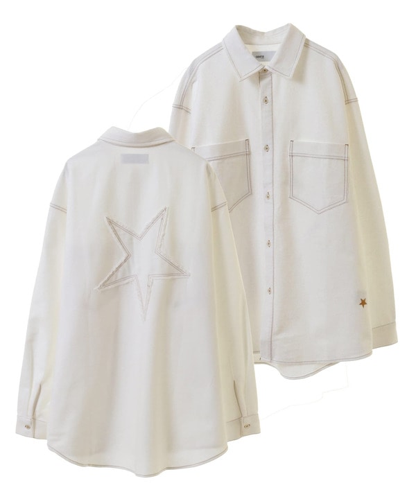 STAR★ PATCH OVERSIZED DENIM SHIRT 詳細画像 ホワイト 1