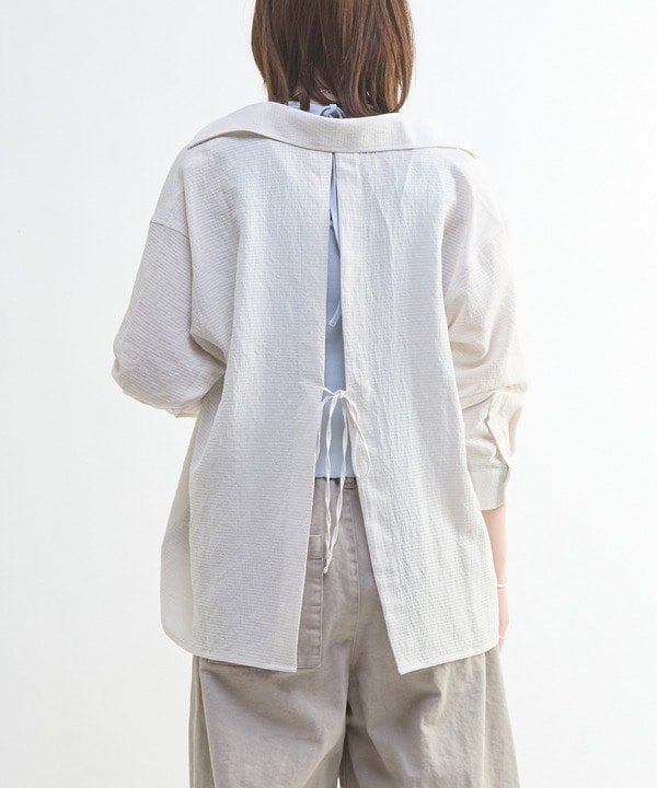 BACK SLIT SATIN SHIRT 詳細画像 1