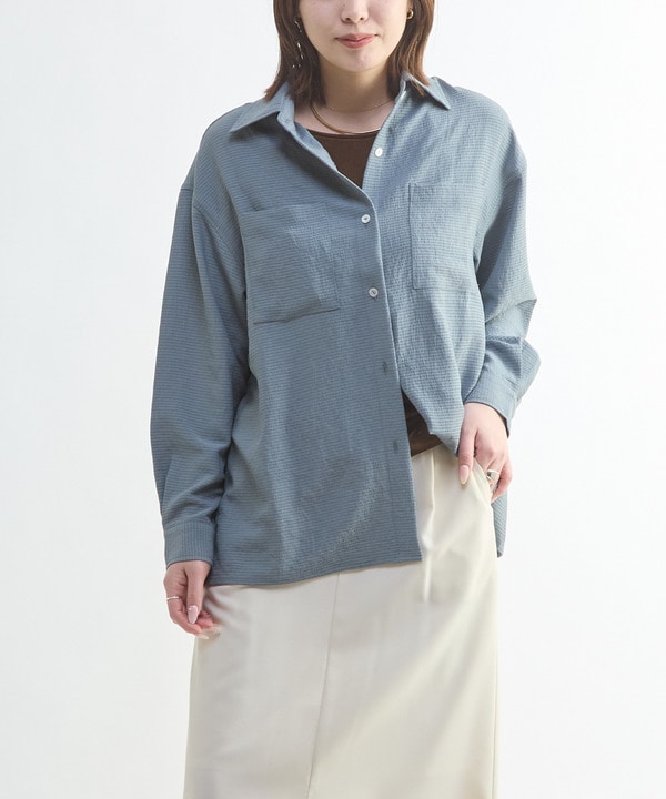 BACK SLIT SATIN SHIRT 詳細画像 グリーン 1