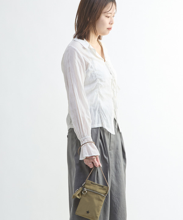 SHEER SHIRRING RIBBON BLOUSE 詳細画像 6