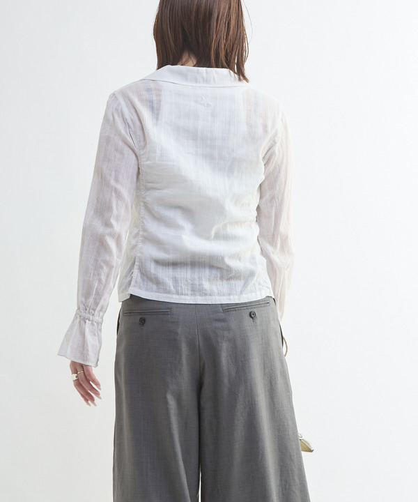 SHEER SHIRRING RIBBON BLOUSE 詳細画像 7