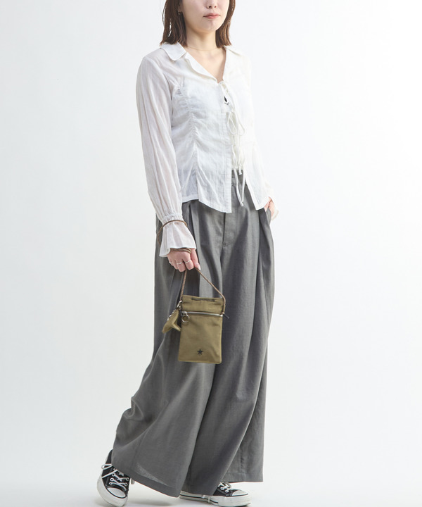 SHEER SHIRRING RIBBON BLOUSE 詳細画像 8