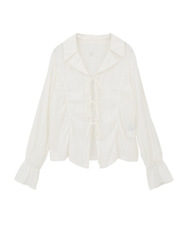 SHEER SHIRRING RIBBON BLOUSE 詳細画像 9