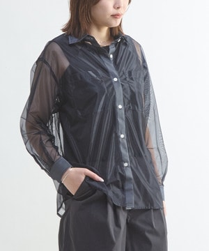 BACK SLIT ORGANDY SHEER SHIRT
