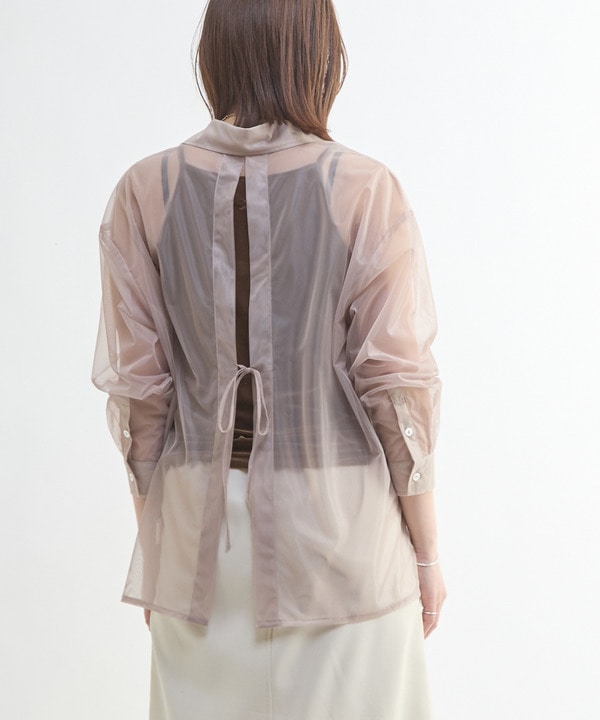 BACK SLIT ORGANDY SHEER SHIRT 詳細画像 1
