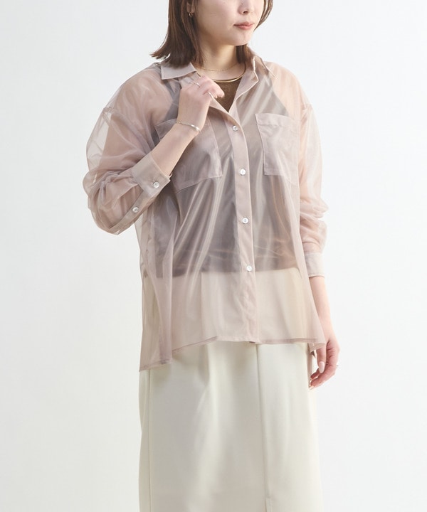 BACK SLIT ORGANDY SHEER SHIRT 詳細画像 ベージュ 1