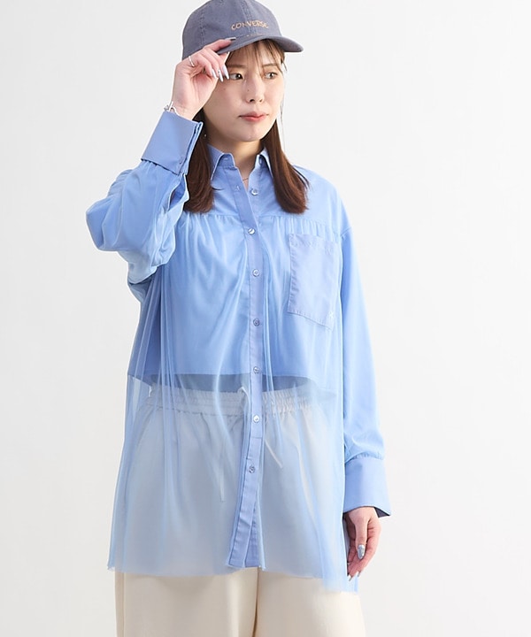 TULLE LAYERED SHIRT 詳細画像 ブルー 1