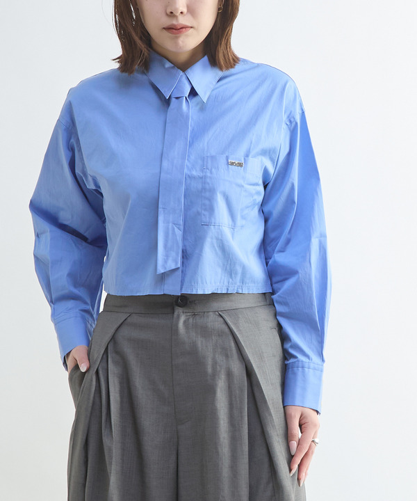 【HL】DETACHABLE TIE CROPPED SHIRT 詳細画像 ブルー 1