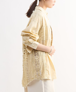 ACID WASHING LACE DOCKING SHIRT