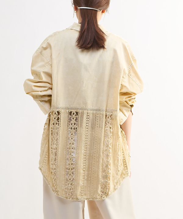 ACID WASHING LACE DOCKING SHIRT 詳細画像 1