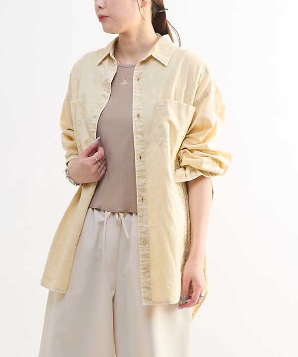 ACID WASHING LACE DOCKING SHIRT 詳細画像 2