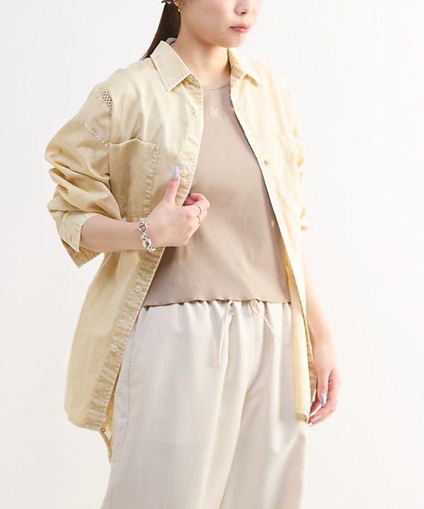 ACID WASHING LACE DOCKING SHIRT 詳細画像 4