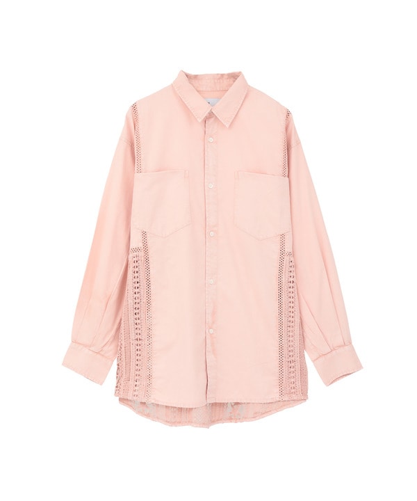 ACID WASHING LACE DOCKING SHIRT 詳細画像 ピンク 1
