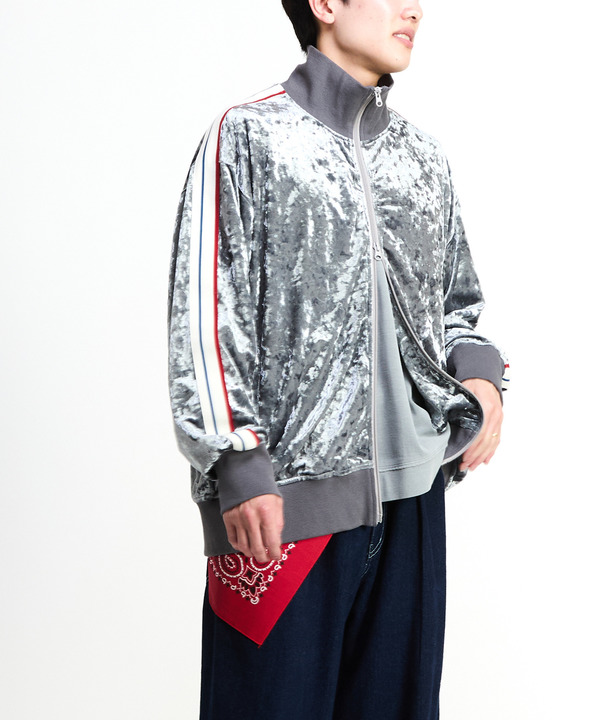 SIDE LINE CRASHED VELOR TRACK JACKET 詳細画像 グレー 1