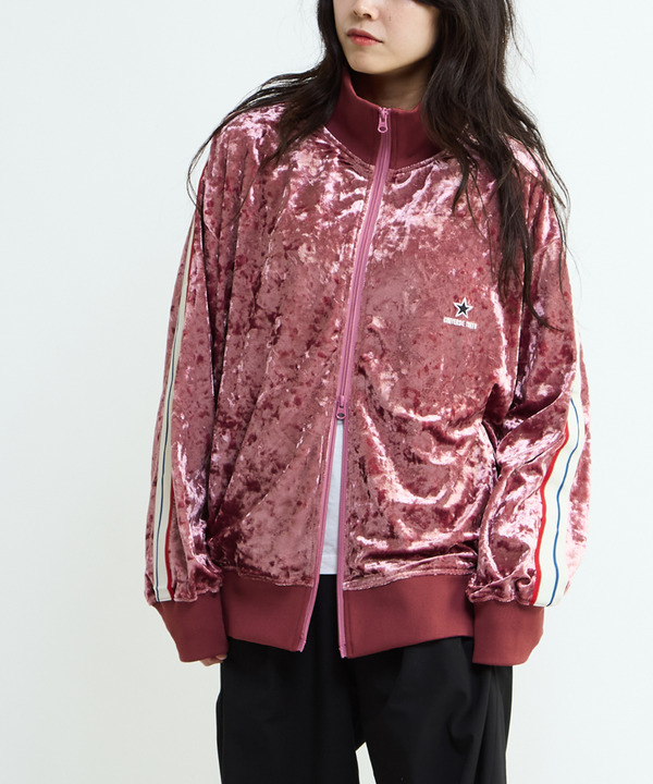 SIDE LINE CRASHED VELOR TRACK JACKET 詳細画像 ピンク 1