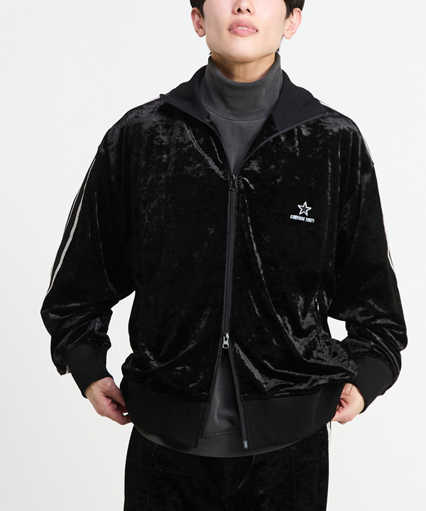 SIDE LINE CRASHED VELOR TRACK JACKET 詳細画像 ブラック 1