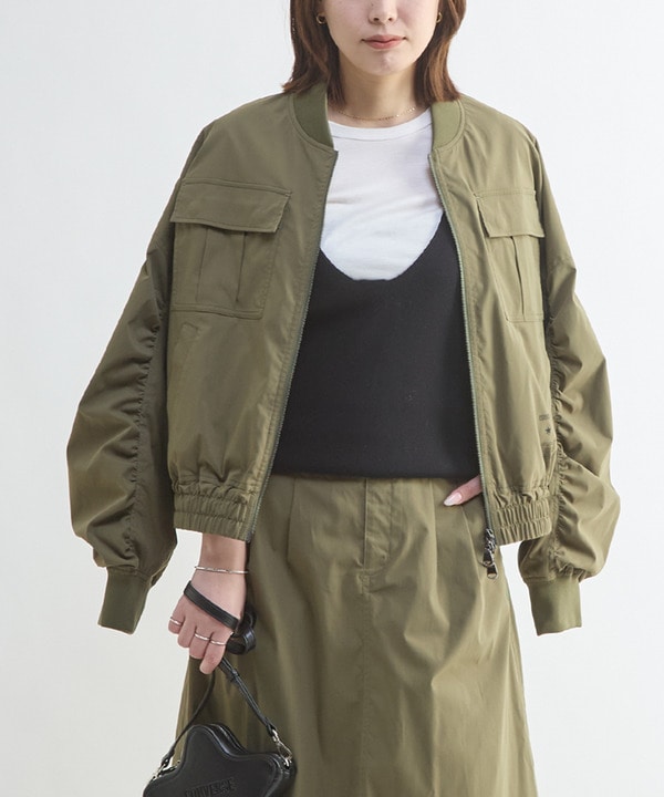 GATHER SLEEVE MILITARY MA-1 JACKET 詳細画像 カーキ 1