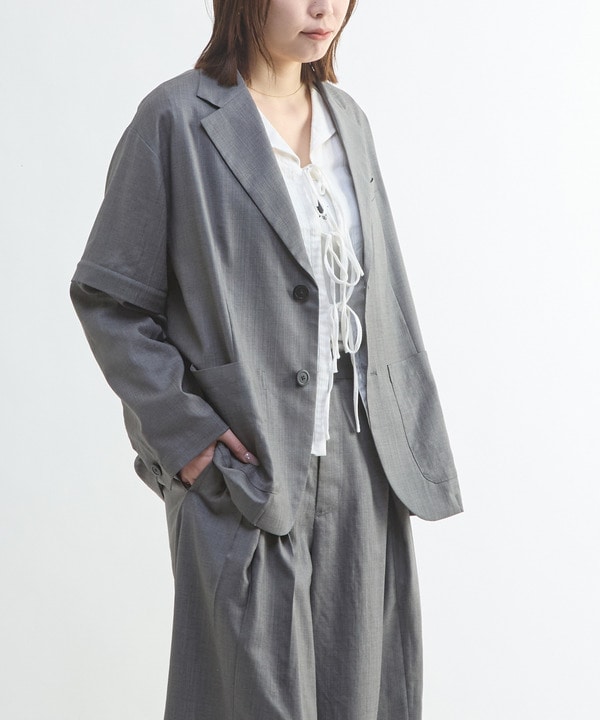【HL】LINEN LIKE 2WAY TAILORED JACKET 詳細画像 グレー 1