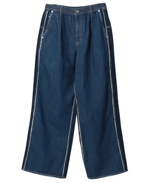 DENIM SWITCHING WIDE PANTS