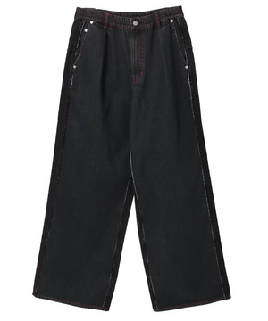 DENIM SWITCHING WIDE PANTS