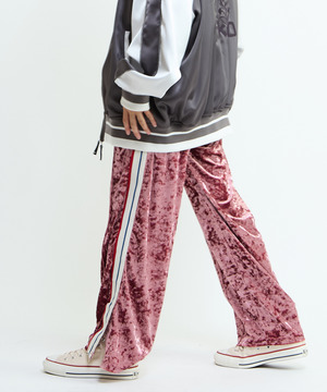 SIDE LINE CRASHED VELOR TRACK PANTS