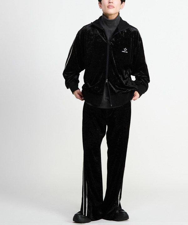 SIDE LINE CRASHED VELOR TRACK PANTS 詳細画像 1