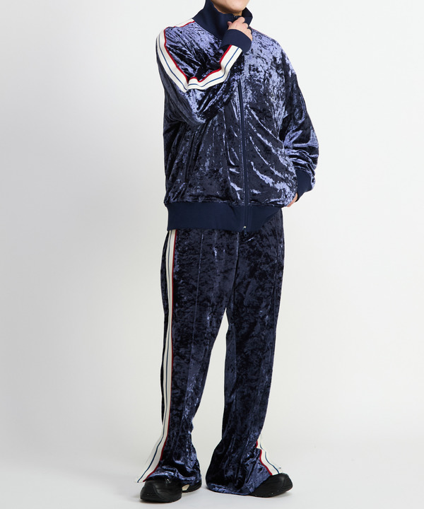 SIDE LINE CRASHED VELOR TRACK PANTS 詳細画像 11