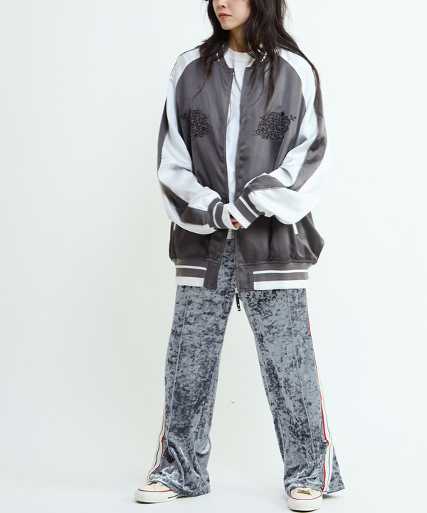 SIDE LINE CRASHED VELOR TRACK PANTS 詳細画像 16