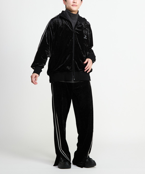 SIDE LINE CRASHED VELOR TRACK PANTS 詳細画像 2