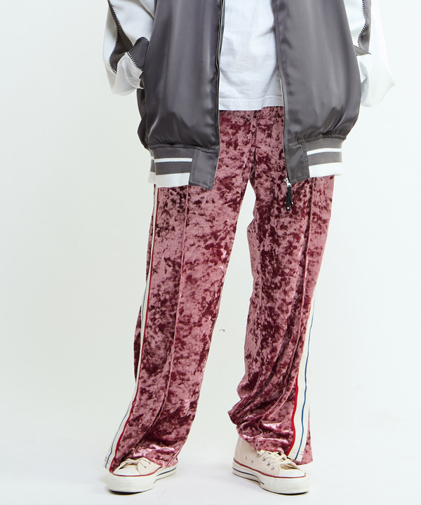 SIDE LINE CRASHED VELOR TRACK PANTS 詳細画像 20
